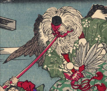 Illustration japonaise de tengu, le yokai des montagnes 👹 Nuevo Mundo studio de tatouage japonais à Strasbourg