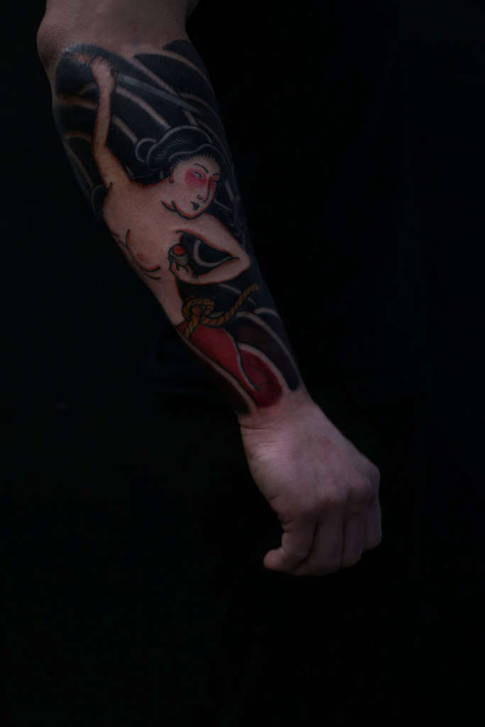 Tattoo irezumi avant bras tamatori princesse 👹 Nuevo Mundo studio de tatouage japonais à Strasbourg